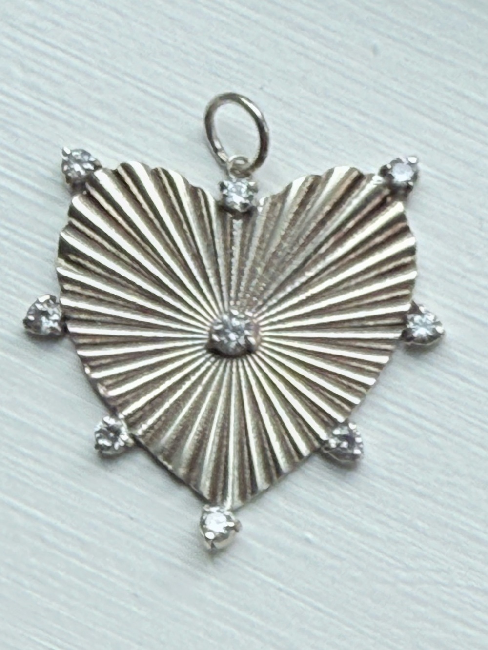 Sterling Silver Heart Radiant Pendant with Clear Moissanite Stones